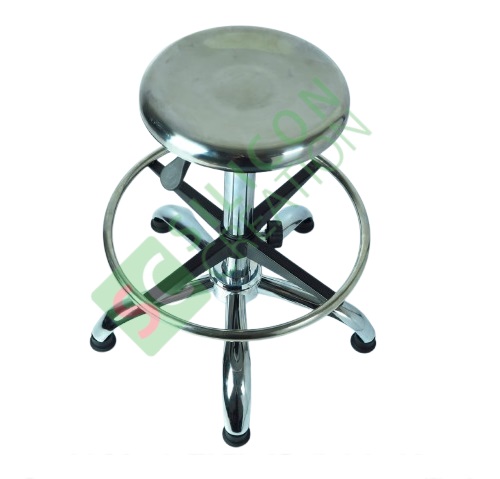 High Stainless Steel Round Stool with footrest